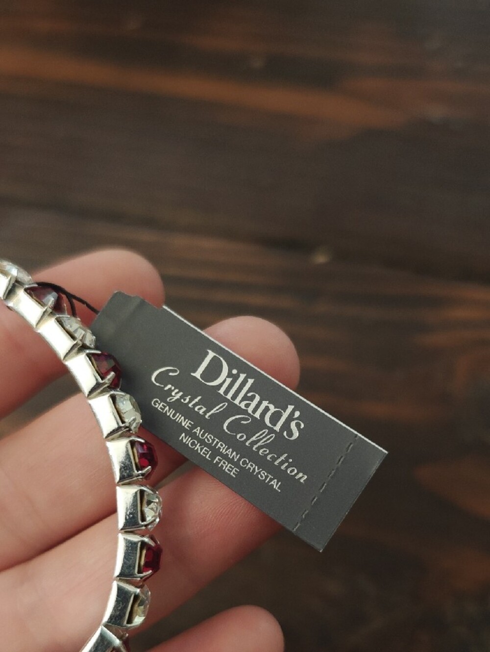 Silver Tennis Bracelet with Red and Clear Stones AA22 6790 - Picture 3 of 3